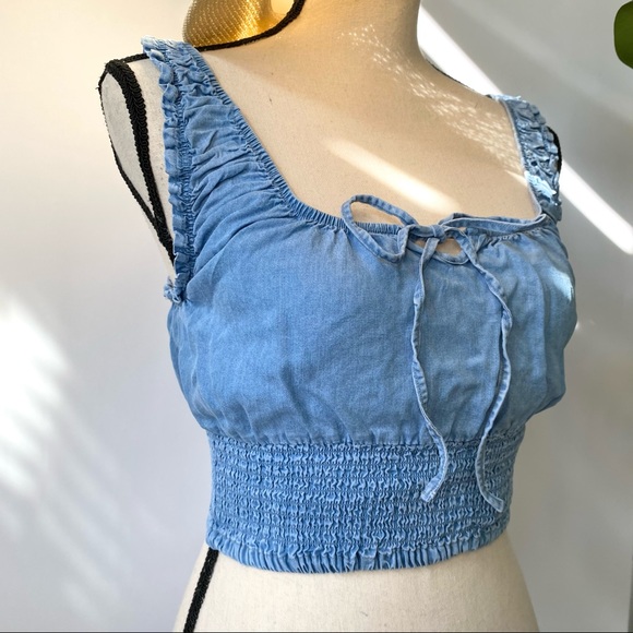 Just In! VALENTINA• Blue Ruffle Crop Top - Picture 3 of 11